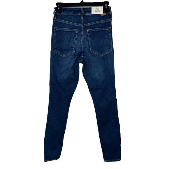 H&M &Denim Small Skinny Jeans Ultra High Waist Stretch Zip-Fly Whiskered Blue - Picture 4 of 9